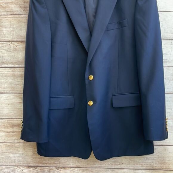 LAUREN RALPH LAUREN 100% WOOL BLAZER IN NAVY BLUE - Picture 3 of 11